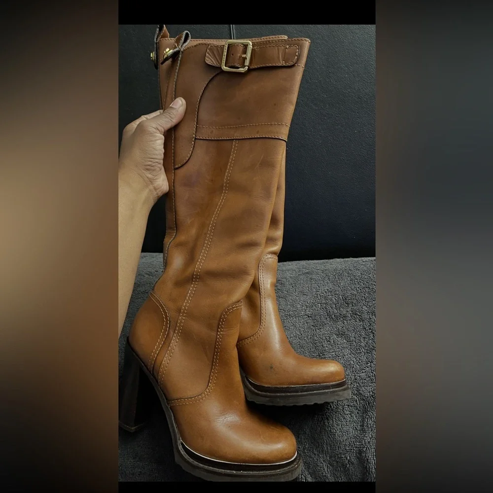 Tory Burch Brown Leather Knee-High Boots Women’s Size 7